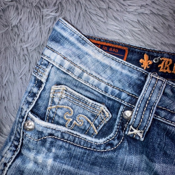 Rock Revival Jean Shorts Women's 27 Distressed Frayed Acid Wash‎ Cut Off Jorts - Picture 3 of 11